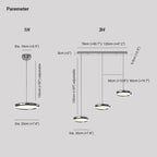 Pendant Light | Circular Acrylic Shades on Linear Bar | 3-Color LED