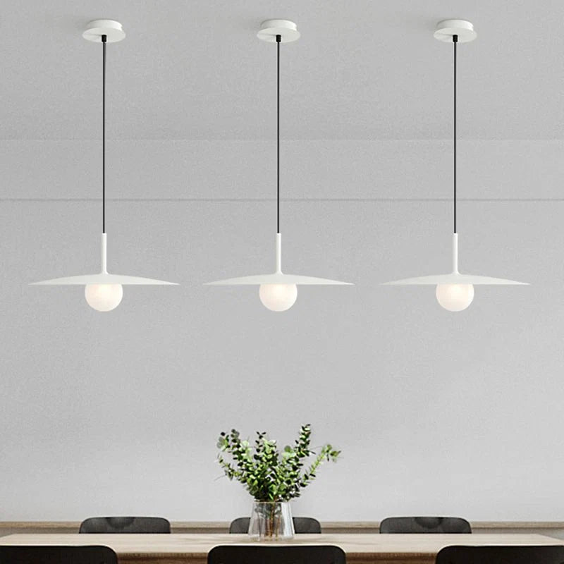 Pendant Light | Dish-Shaped Glass Shade | Black, White or Grey