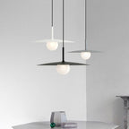 Pendant Light | Dish-Shaped Glass Shade | Black, White or Grey