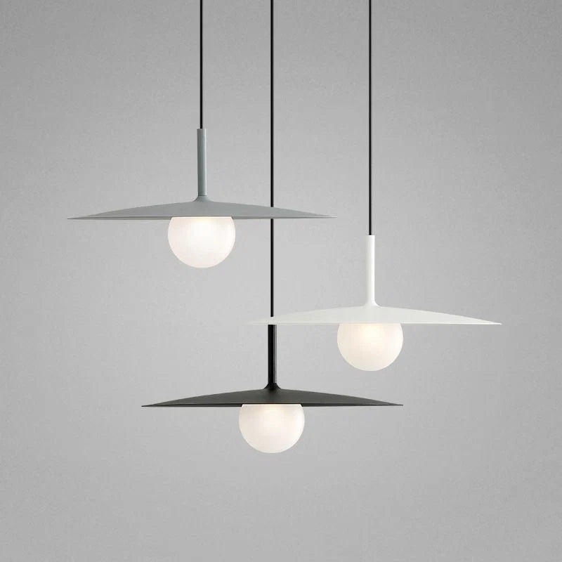 Pendant Light | Dish-Shaped Glass Shade | Black, White or Grey