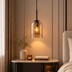 Glass Pendant Lamp | Double Amber & Smoke Gray Shade | E27 Socket
