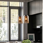 Glass Pendant Lamp | Double Amber & Smoke Gray Shade | E27 Socket
