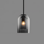 Glass Pendant Lamp | Double Amber & Smoke Gray Shade | E27 Socket
