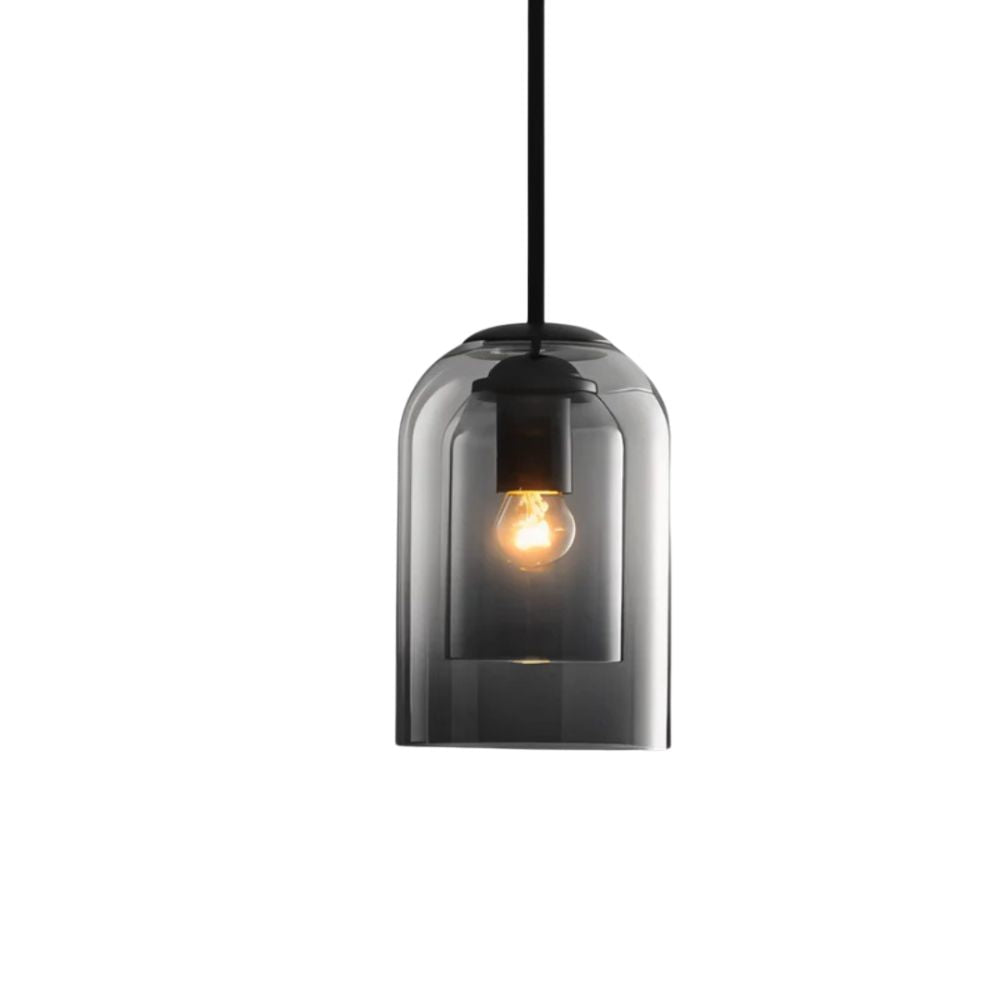 Glass Pendant Lamp | Double Amber & Smoke Gray Shade | E27 Socket