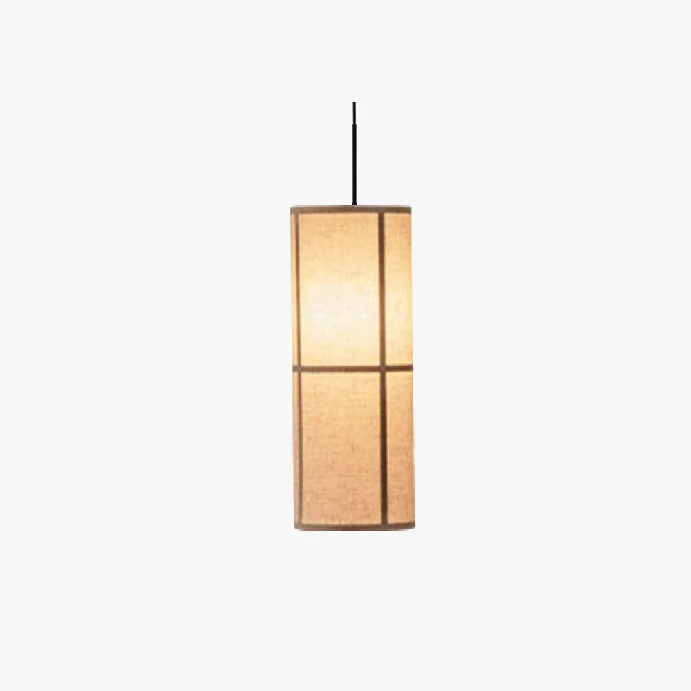 Pendant Light | Japanese Lantern Fabric Shade | Slim Metal Frame