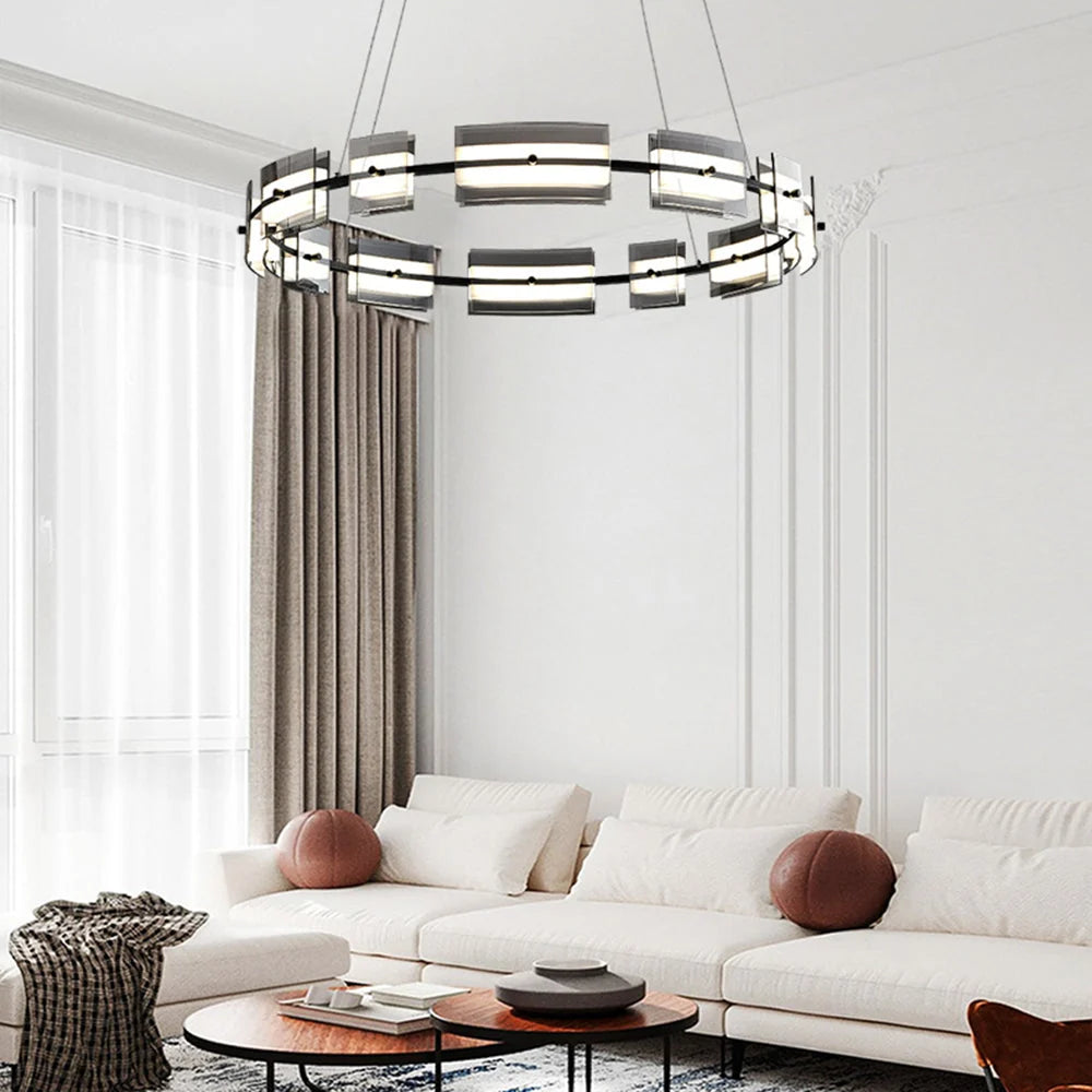 Pendant Light | Minimalist Copper Ring & Glass Shade | Dimmable LED