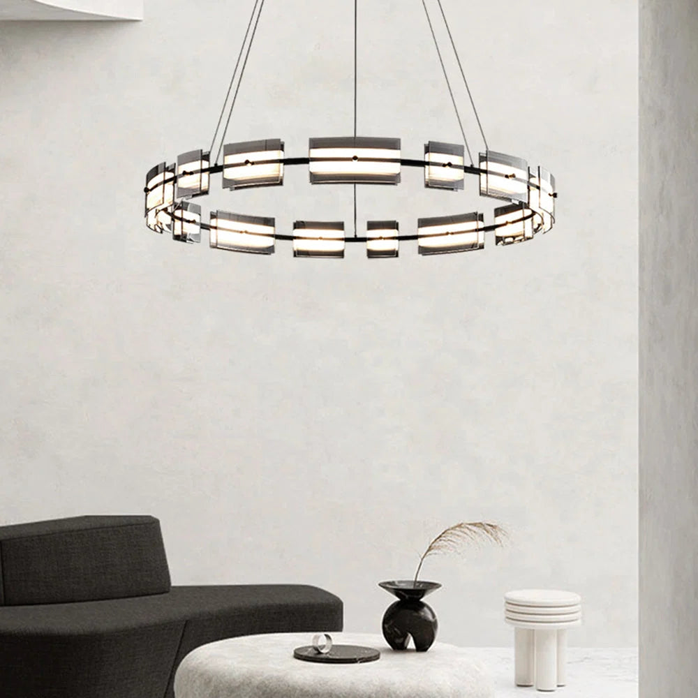Pendant Light | Minimalist Copper Ring & Glass Shade | Dimmable LED