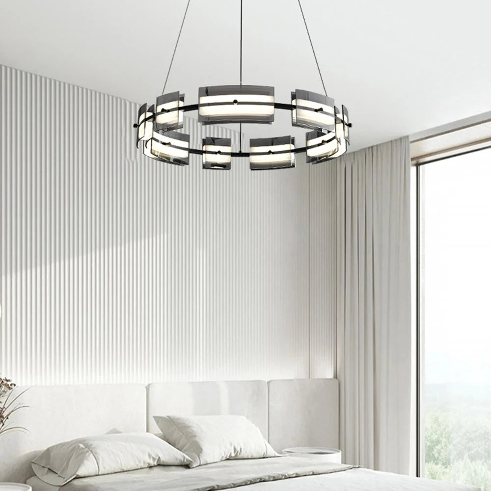 Pendant Light | Minimalist Copper Ring & Glass Shade | Dimmable LED