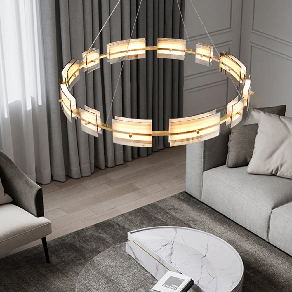 Pendant Light | Minimalist Copper Ring & Glass Shade | Dimmable LED