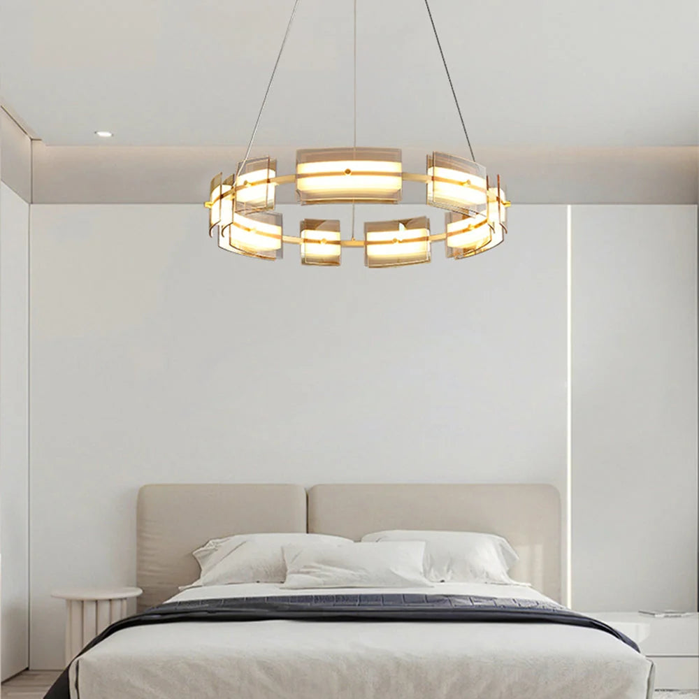 Pendant Light | Minimalist Copper Ring & Glass Shade | Dimmable LED