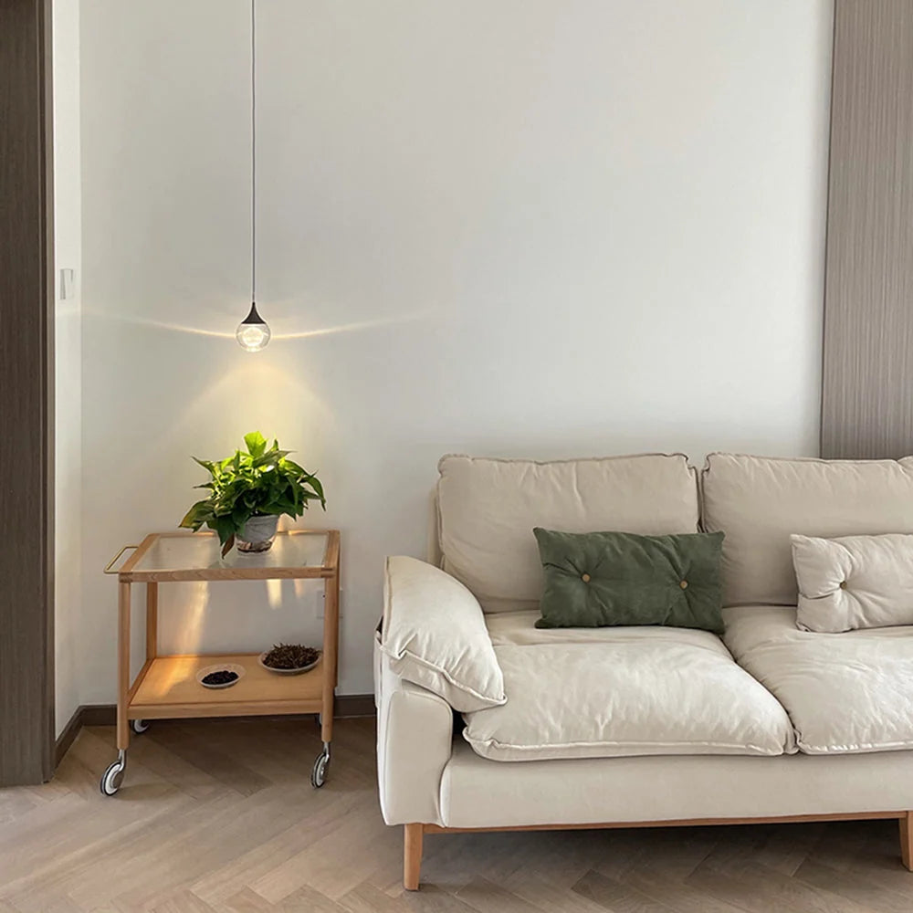 Pendant Light | Moon-Shaped Crystal Shade | Metal Frame