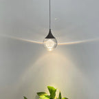Pendant Light | Moon-Shaped Crystal Shade | Metal Frame