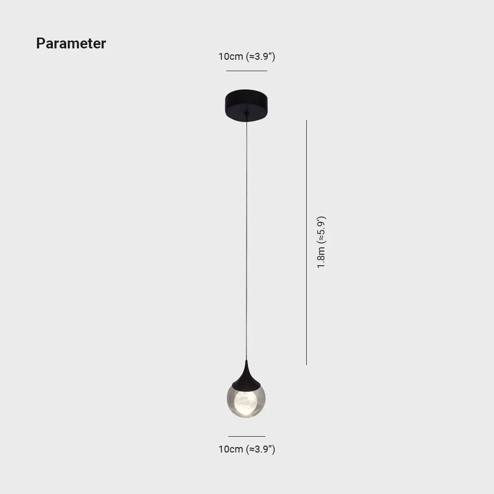 Pendant Light | Moon-Shaped Crystal Shade | Metal Frame