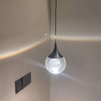Pendant Light | Moon-Shaped Crystal Shade | Metal Frame