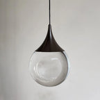 Pendant Light | Moon-Shaped Crystal Shade | Metal Frame