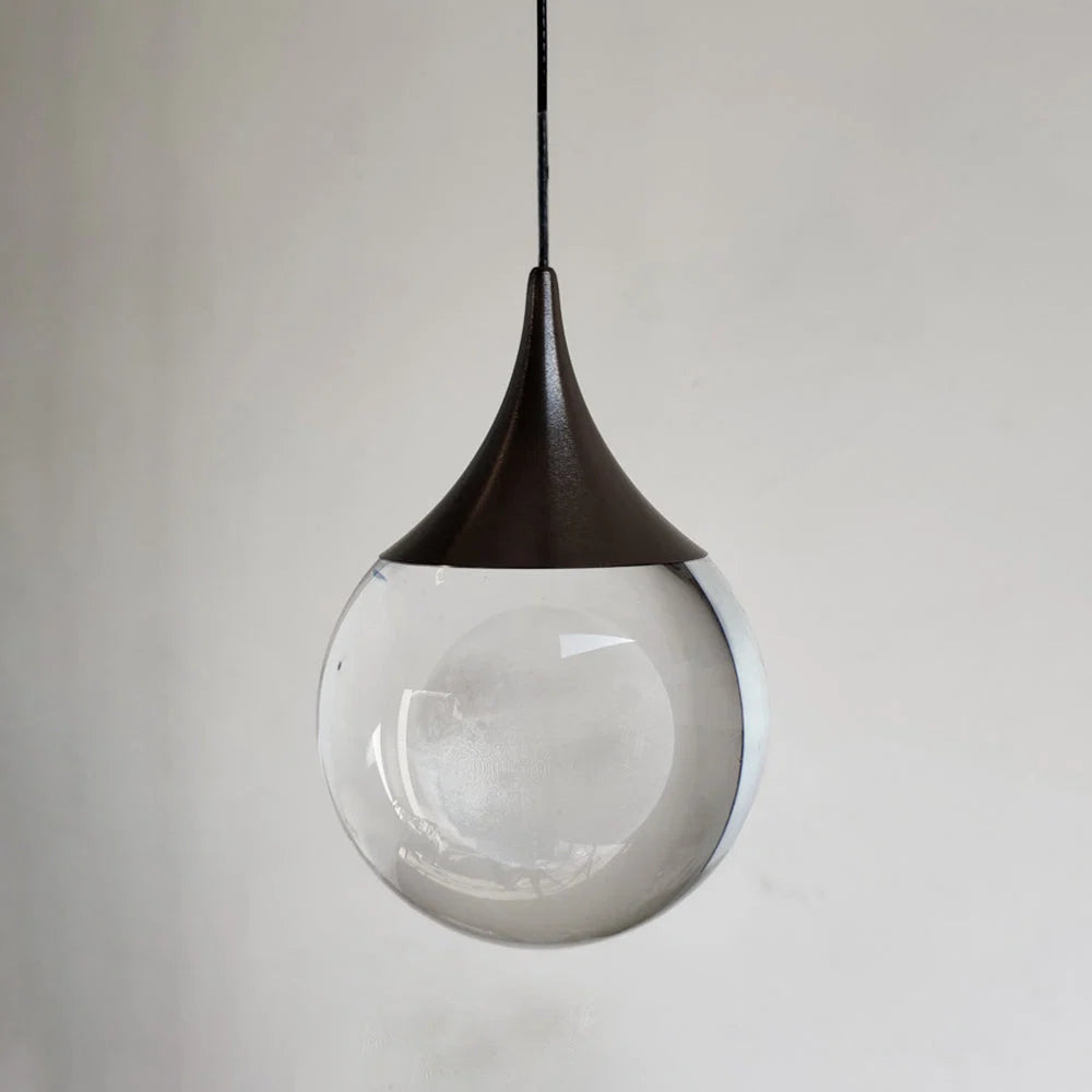 Pendant Light | Moon-Shaped Crystal Shade | Metal Frame