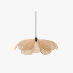 Pendant Light | Petal-Shaped Woven Rattan Shade | Metal Frame