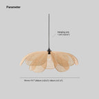 Pendant Light | Petal-Shaped Woven Rattan Shade | Metal Frame