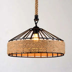 Pendant Light | Rope-Wrapped Iron Dome Shade | LED Bulb Included