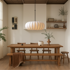 Pendant Light | Handmade Silk Shade | Adjustable Height