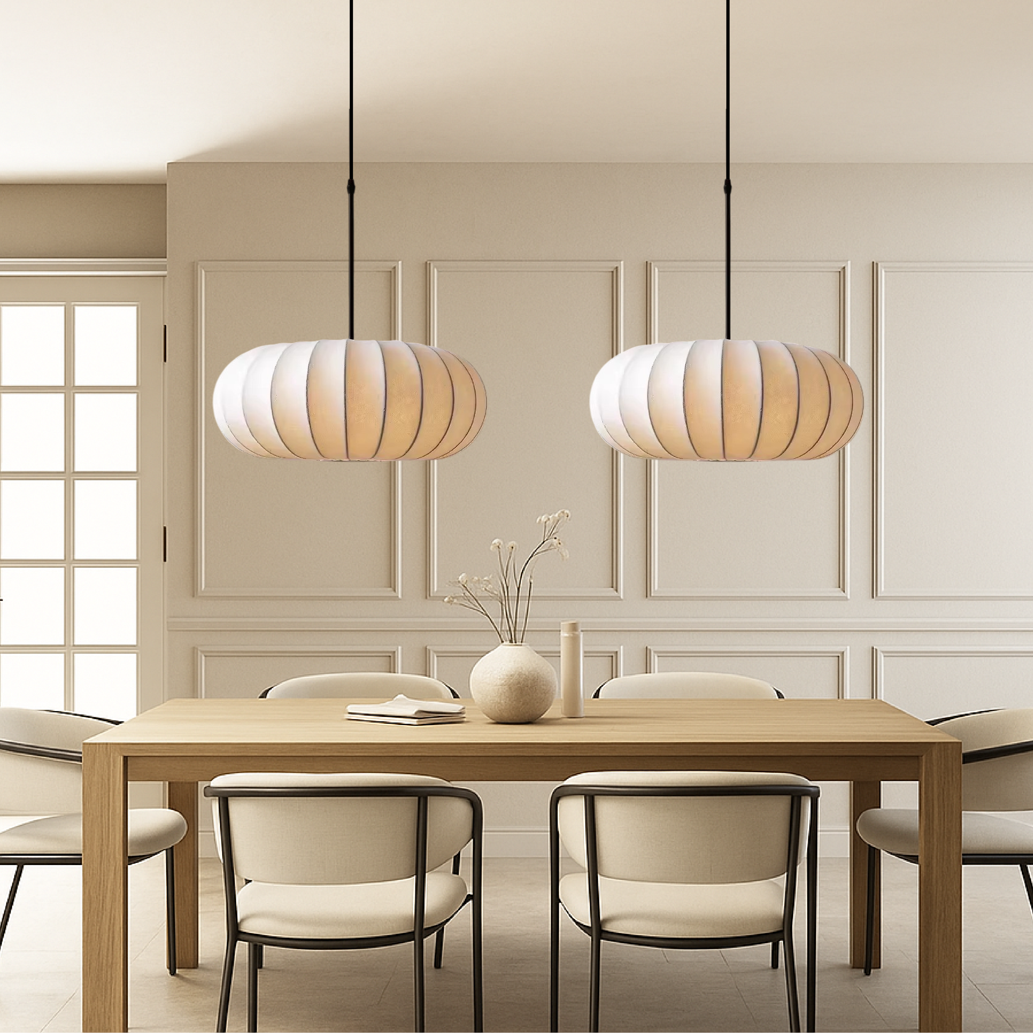 Pendant Light | Handmade Silk Shade | Adjustable Height