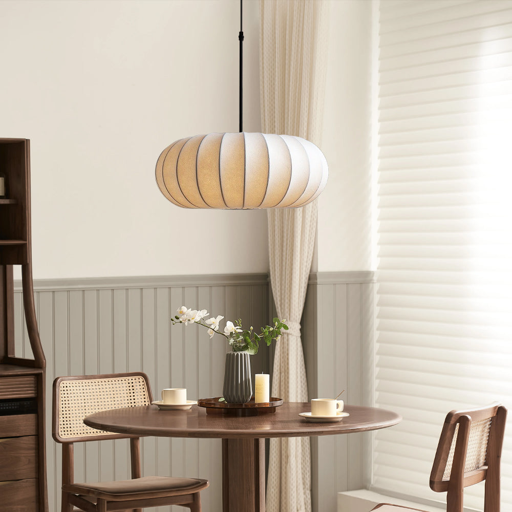 Pendant Light | Handmade Silk Shade | Adjustable Height