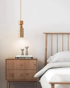 Pendant Lamp | Minimalist Wood & Travertine | Adjustable Cable