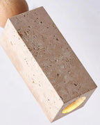Pendant Lamp | Minimalist Wood & Travertine | Adjustable Cable