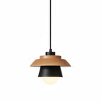 Pendant Light | Conical Aluminum Shade & Wood Accent | 90 cm Drop