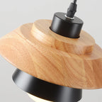 Pendant Light | Conical Aluminum Shade & Wood Accent | 90 cm Drop