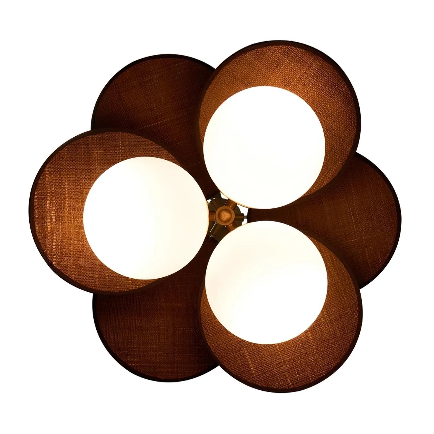 Pendant Light | Layered Wooden Petal Shade | Glass Orb Core
