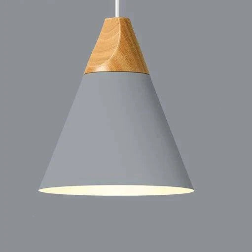 Pendant Light | Wood Cap & Metal Shade | Adjustable Cord