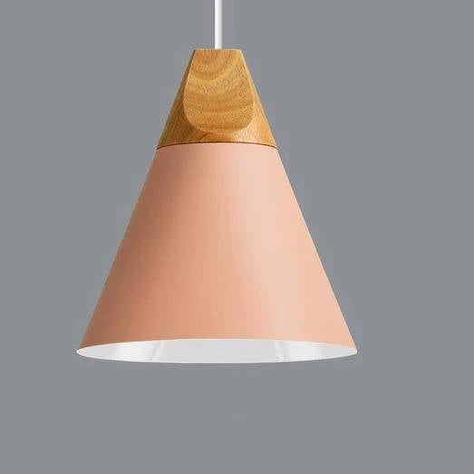 Pendant Light | Wood Cap & Metal Shade | Adjustable Cord
