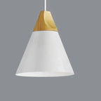 Pendant Light | Wood Cap & Metal Shade | Adjustable Cord