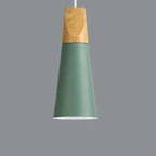 Pendant Light | Wood Cap & Metal Shade | Adjustable Cord