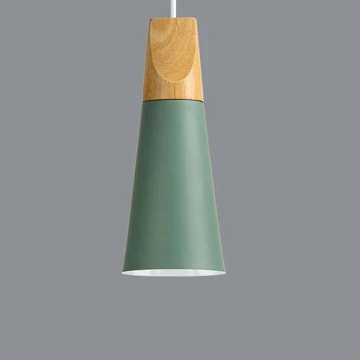 Pendant Light | Wood Cap & Metal Shade | Adjustable Cord