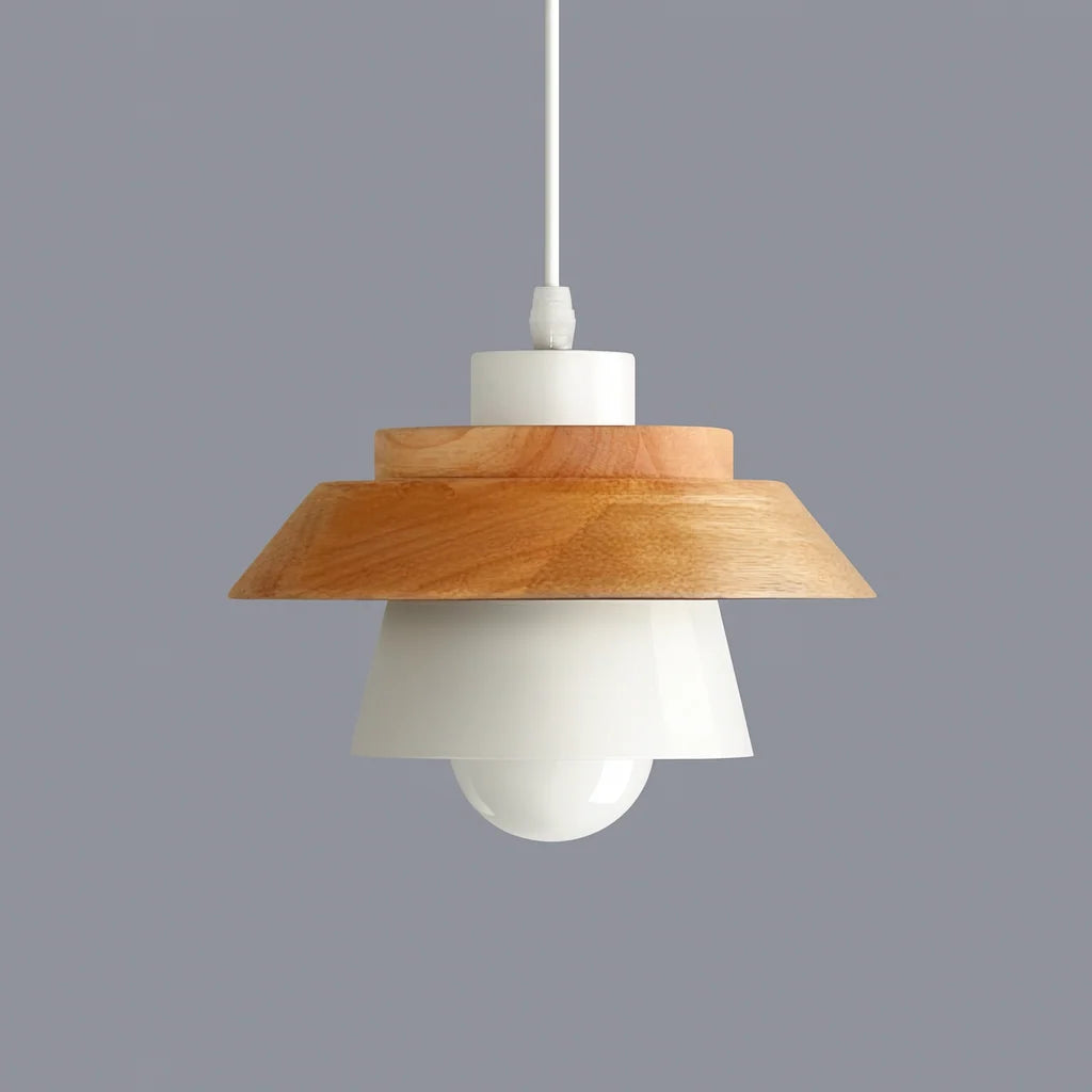 Pendant Light | Wood Cap & Metal Shade | Adjustable Cord