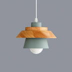 Pendant Light | Wood Cap & Metal Shade | Adjustable Cord