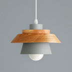 Pendant Light | Wood Cap & Metal Shade | Adjustable Cord