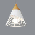 Pendant Light | Wood Cap & Metal Shade | Adjustable Cord