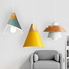 Pendant Light | Wood Cap & Metal Shade | Adjustable Cord