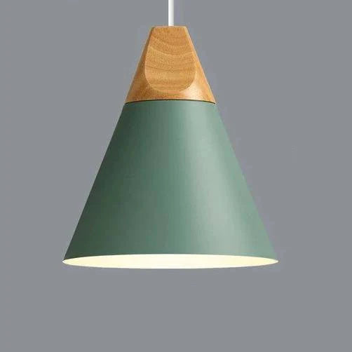 Pendant Light | Wood Cap & Metal Shade | Adjustable Cord