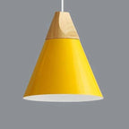 Pendant Light | Wood Cap & Metal Shade | Adjustable Cord