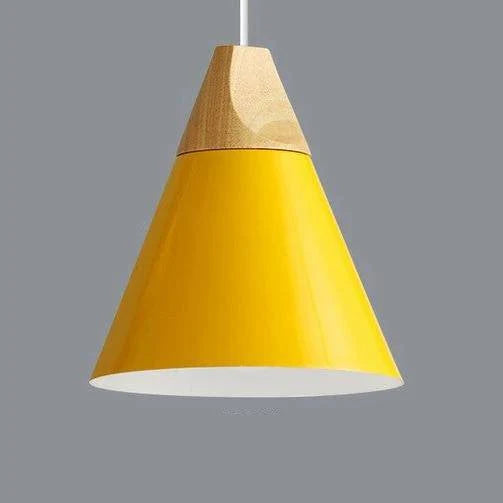 Pendant Light | Wood Cap & Metal Shade | Adjustable Cord