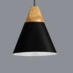 Pendant Light | Wood Cap & Metal Shade | Adjustable Cord