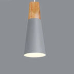 Pendant Light | Wood Cap & Metal Shade | Adjustable Cord