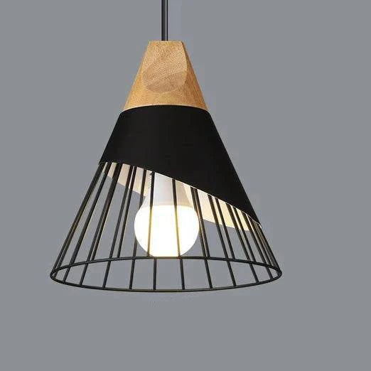 Pendant Light | Wood Cap & Metal Shade | Adjustable Cord