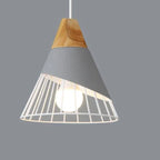 Pendant Light | Wood Cap & Metal Shade | Adjustable Cord