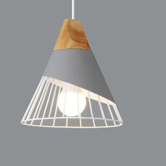 Pendant Light | Wood Cap & Metal Shade | Adjustable Cord