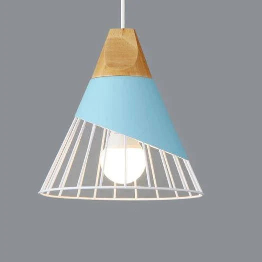 Pendant Light | Wood Cap & Metal Shade | Adjustable Cord